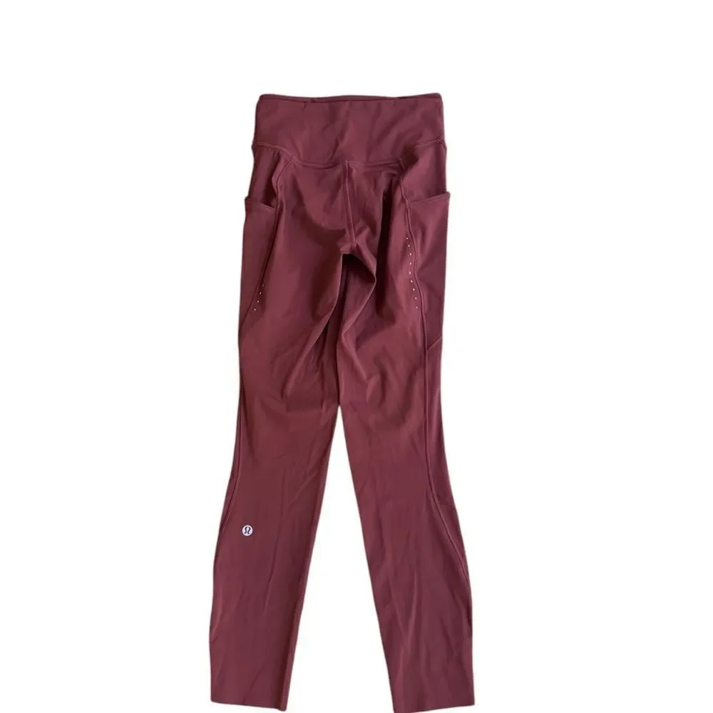 Lululemon Fast and Free High-Rise Tight 25” Pockets DARK TERRACOTTA 4